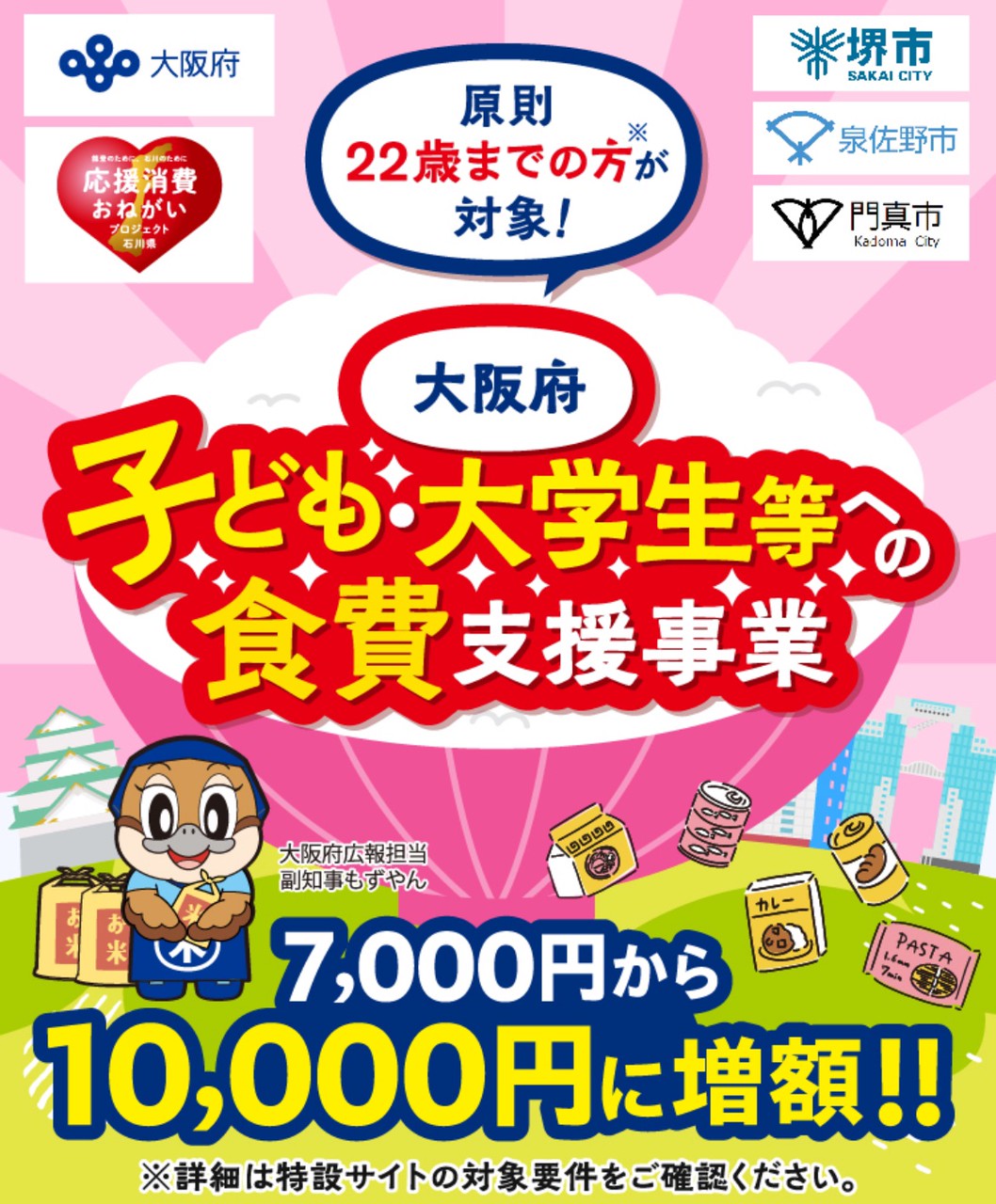 《大阪府子ども・大学生等への食費支援事業》スタート